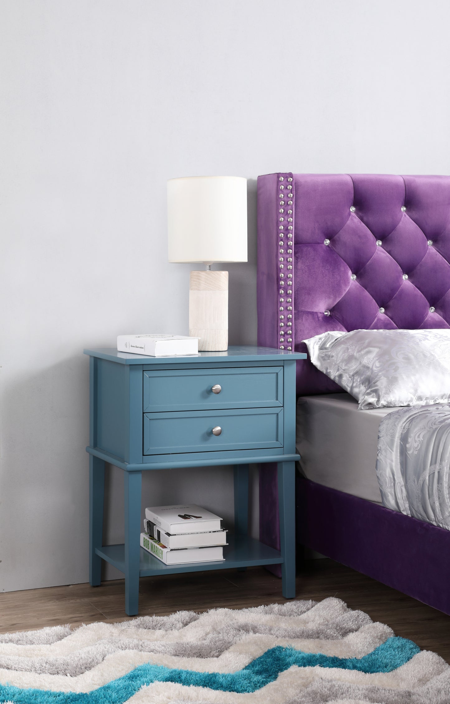 Chic Teal Contemporary Nightstand