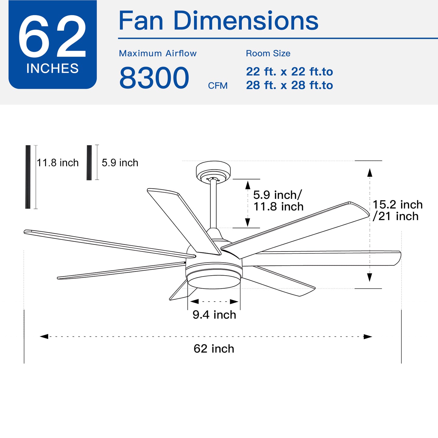 62 in. Integrated LED Brushed Nickel Plywood Smart Ceiling Fan with Remote Control