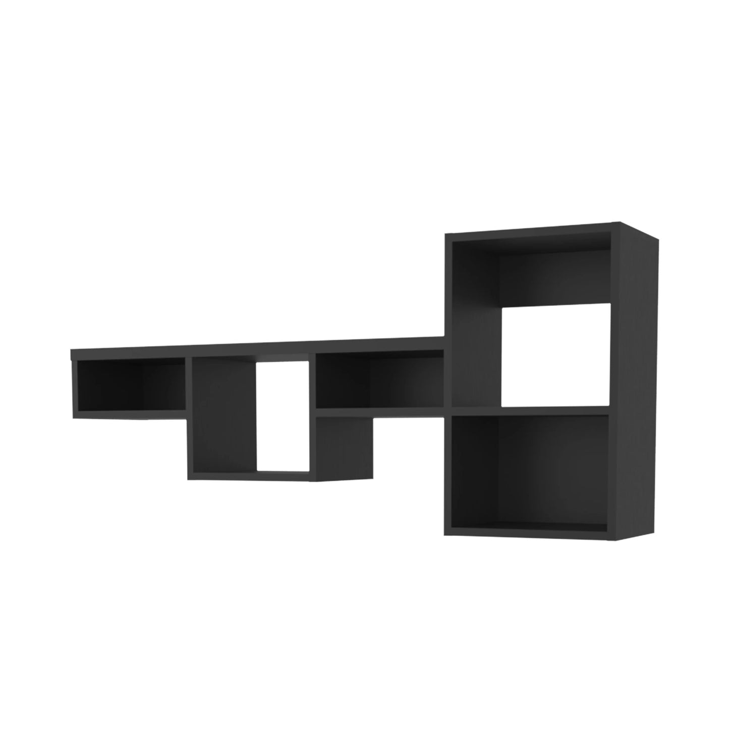 Black Wall-Mounted Shelf Unit with 5 Shelf
