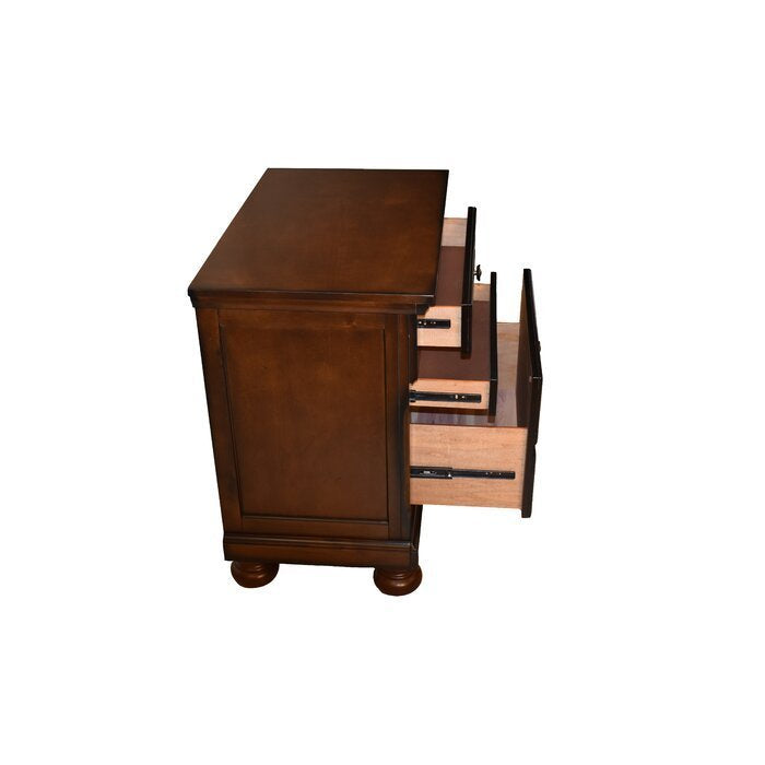 Wood Nightstand with Hidden Jewelry Drawer in Dark Walnut