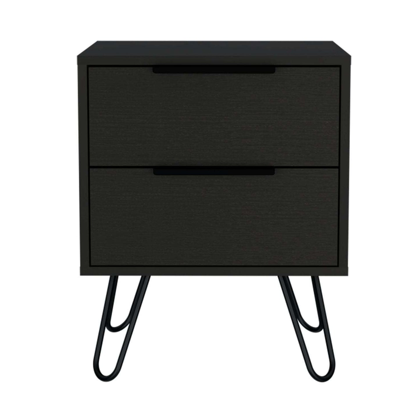 Augusta 2 Nightstand , End Table, Side Table Four Legs, Two Drawers -Black