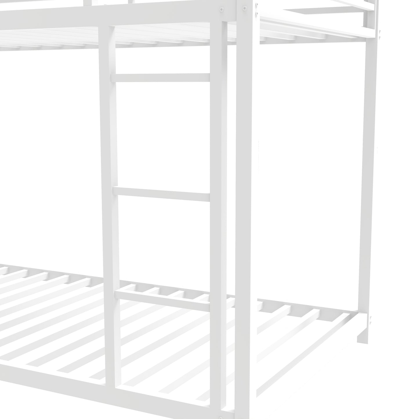 Metal Twin over Twin Bunk Bed/ Heavy-duty Sturdy Metal/ Noise Reduced/ Safety Guardrail/No Box Spring Needed,White