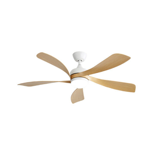 52 Inch Modern Led Ceiling Fan With 3 Color Dimmable 5 ABS Blades Remote Control Reversible DC Motor White For Bedroom