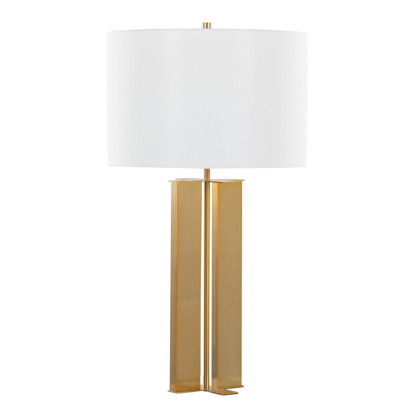 Cosmo 28" Glam Metal Table Lamp in Antique Brass and White Linen by LumiSource