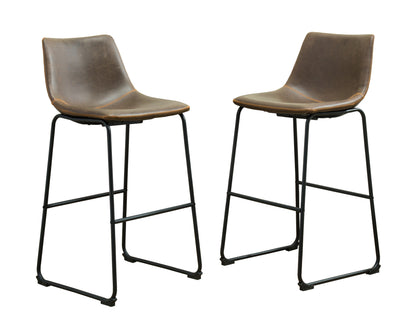 Lotusville Vintage PU Leather Barstools, Set of 2, Antique Brown