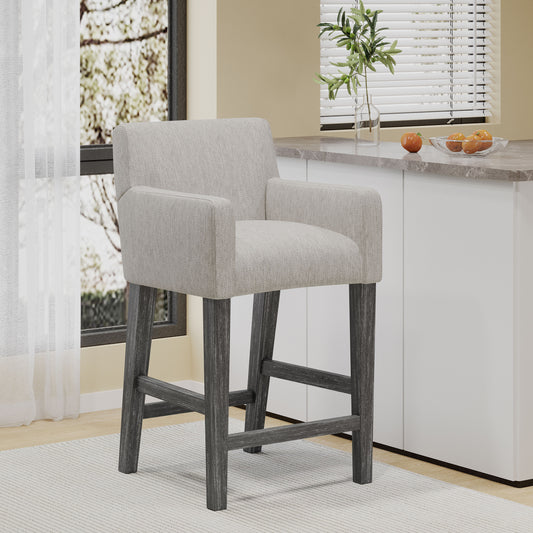 Upholstered 26 inch Counter Stool - Light Gray/Gray