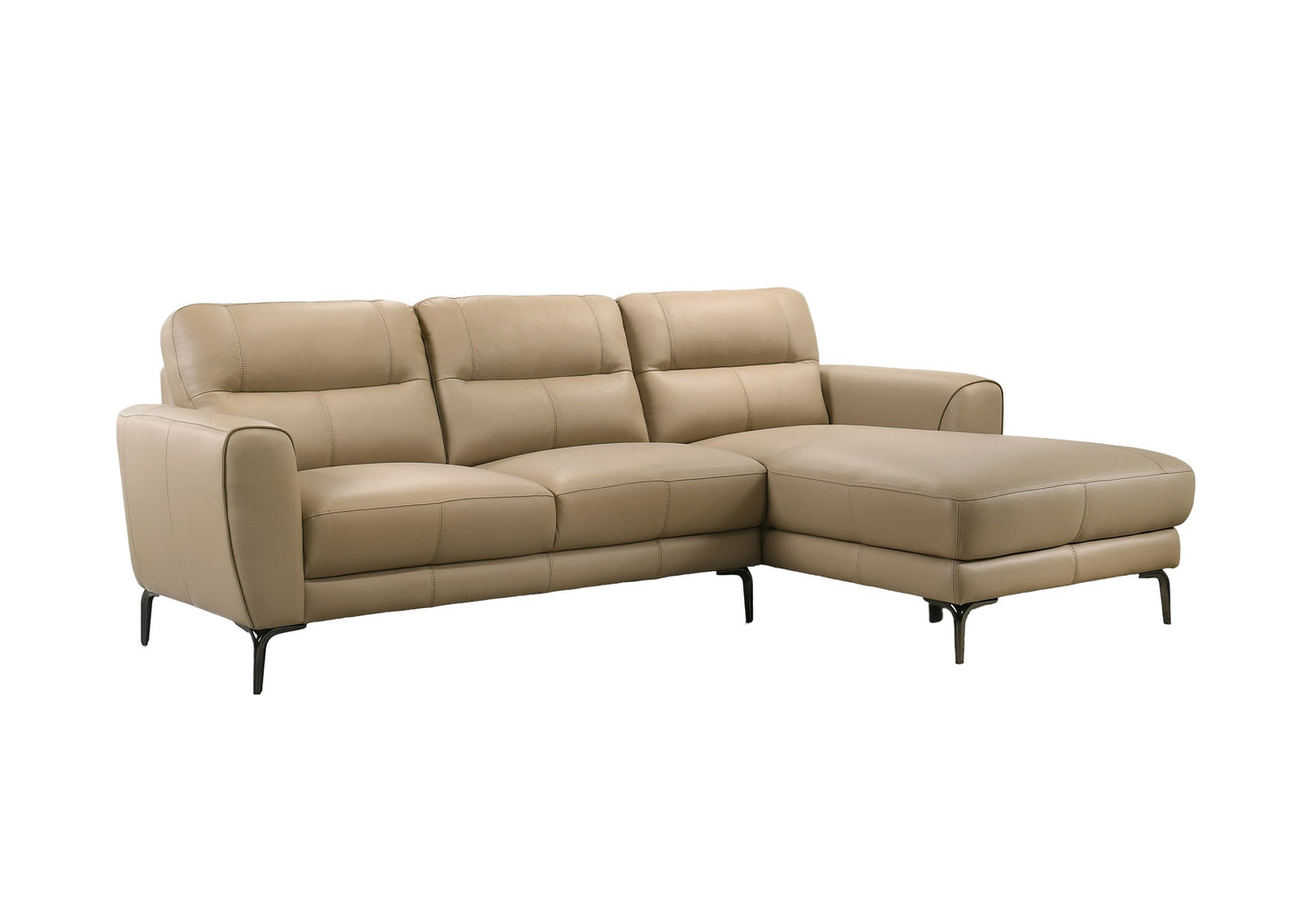 Top Grain Leather Taupe 2pc Sectional Set Right Facing Chaise Left Facing Sofa Living Room Furniture