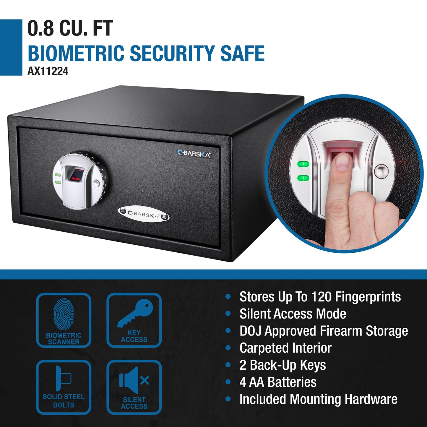 0 79 Cu Ft Biometric Security Safe