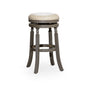 30" Bar Stool, Weathered Gray Finish, French Gray Leather Seat