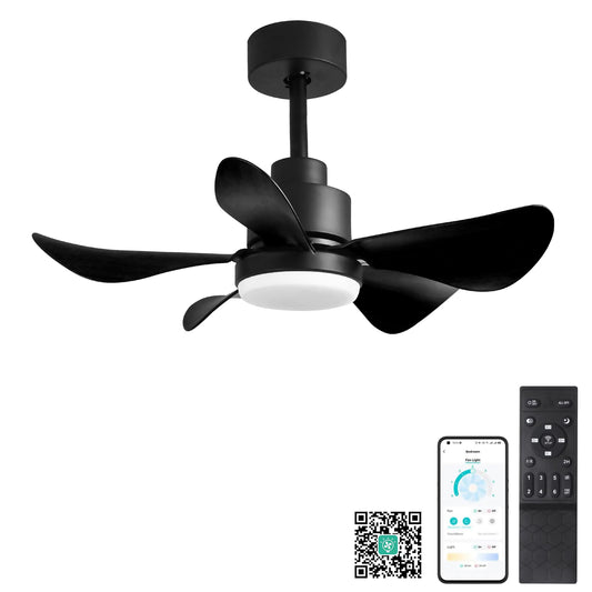 28' Ceiling Fans with Lights and Remote/APP Control, Low Profile Ceiling Fans with 5 Reversible Blades 3 Colors Dimmable 6 Speeds Ceiling Fan for Bedroom Kitchen