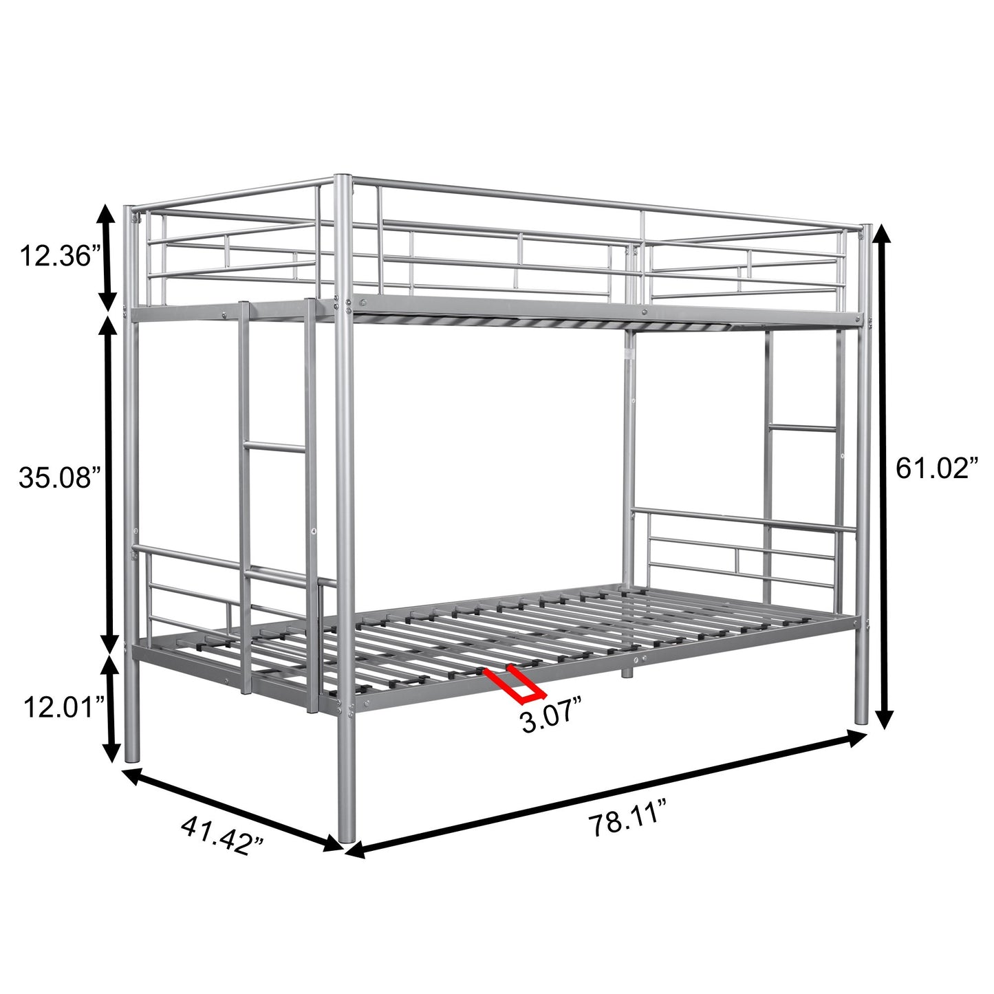 Metal Twin over Twin Bunk Bed/ Heavy-duty Sturdy Metal/ Noise Reduced Design/ Safety Guardrail/ 2 Side Ladders/ CPC Certified/ No Box Spring Needed