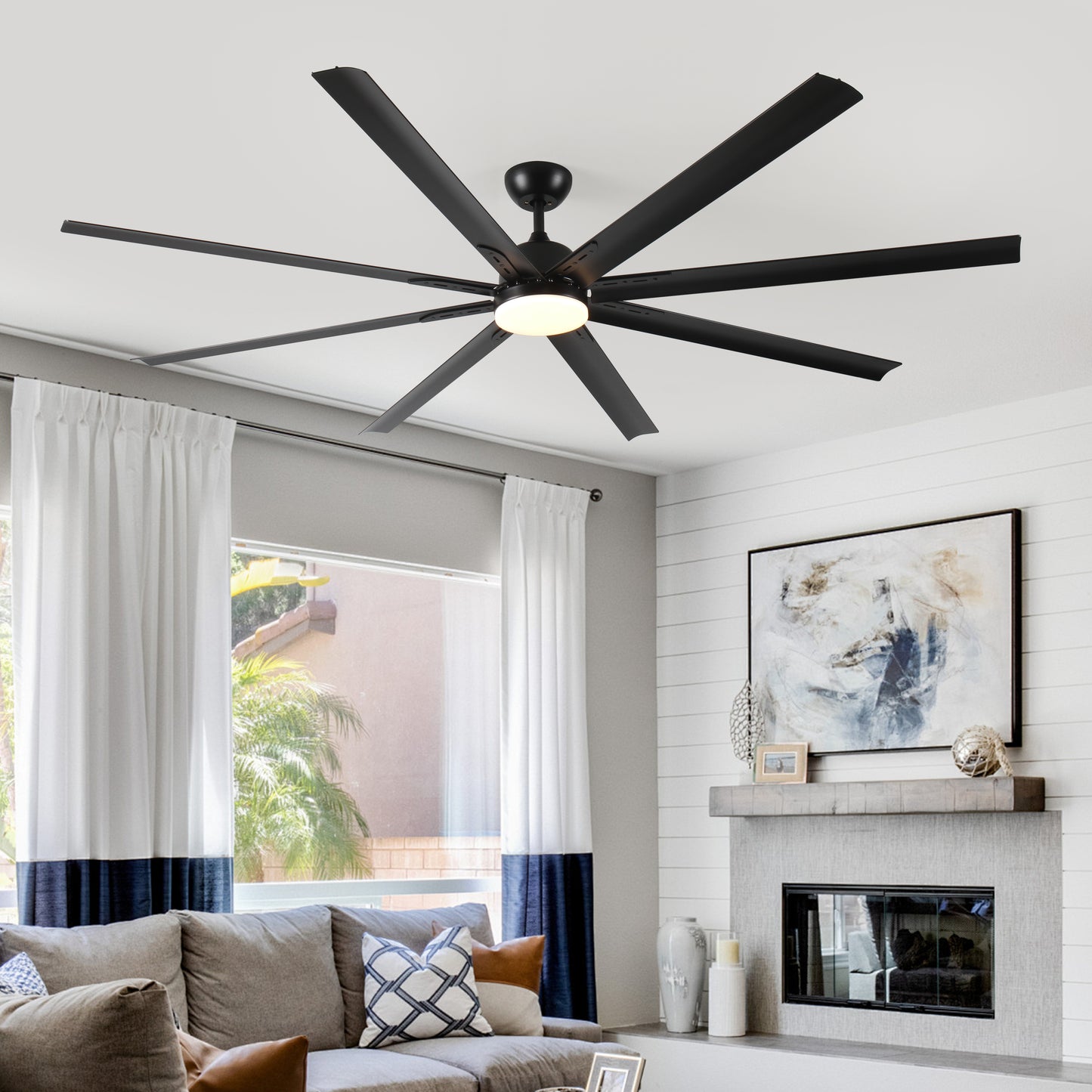 84 In Super Large Black Ceiling Fan with Remote Control