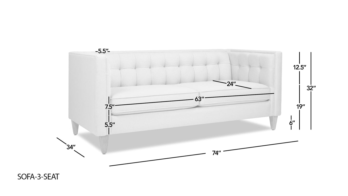 James 74" Modern Tuxedo Sofa, Sky Neutral Beige Polyester