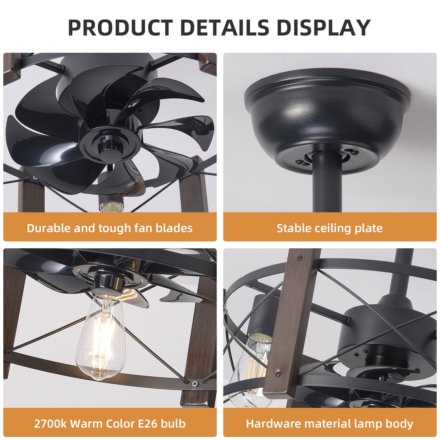 Modern Retro American Industrial Vintage Fan Lamp DC Motor 110V Remote control Ceiling Fan Light