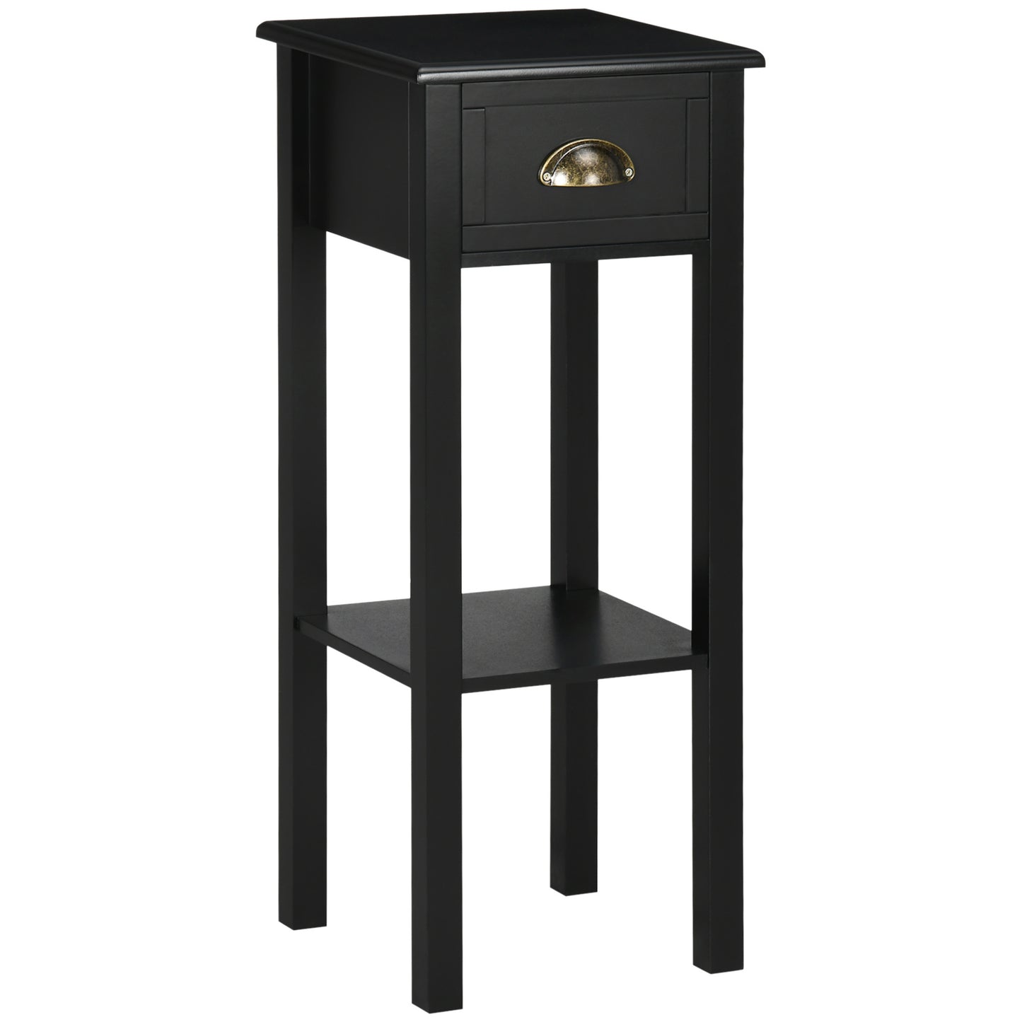 HOMCOM 29' 2-Tier Side Table with Drawer Shelf, End Table for Living Room, Black
