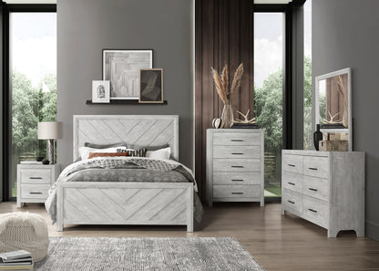 Twin 5PC Modern Style Storage Bedroom Set Made with Wood in Gray