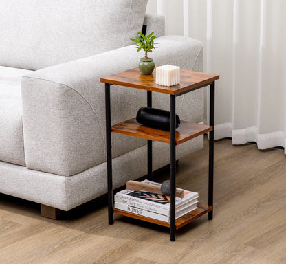 3-Tier End Table Side Table with Adjustable Feet,Small Nightstand Space-Saving for Bedroom Living Room Office