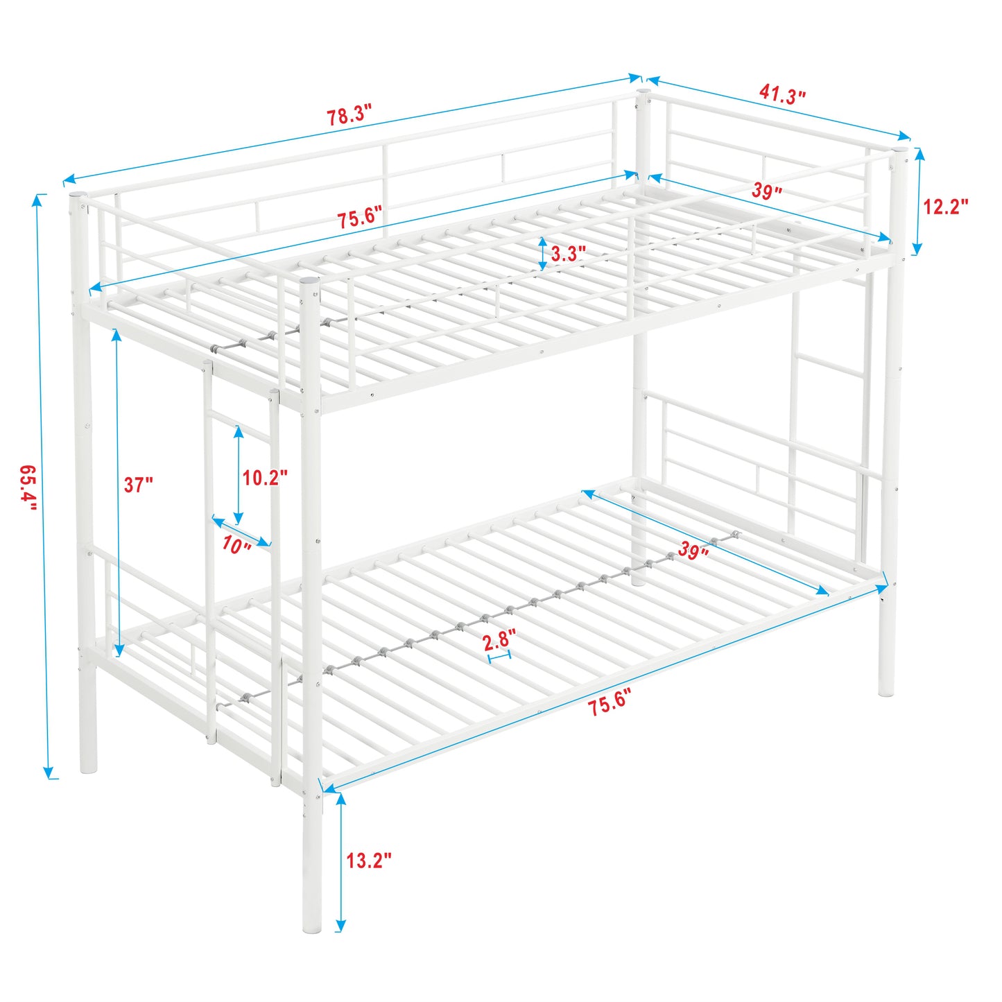 METAL BUNK BED  WHITE