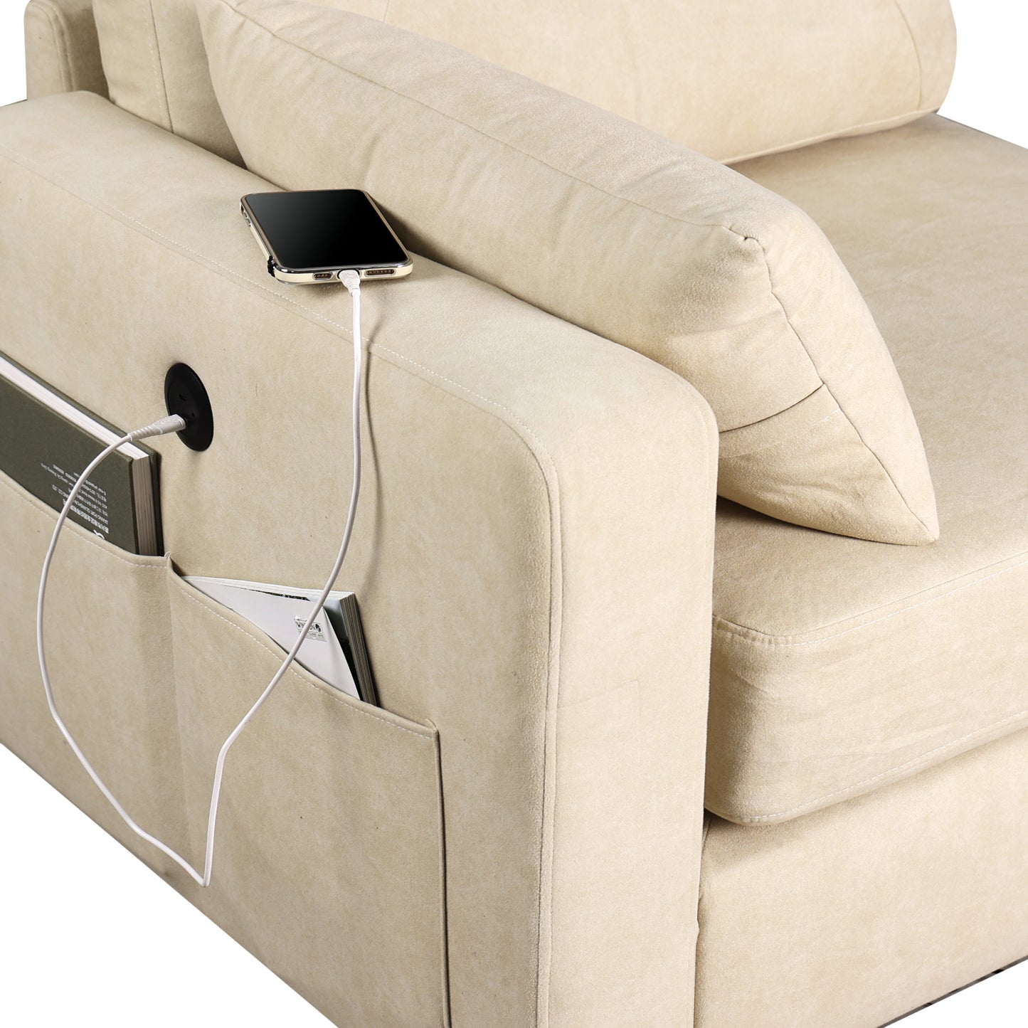 Oversized 86.1'' L Shaped Modular Sectional Couches with USB Ports, Lumbar Pillows