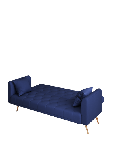 71-inch convertible love seat sofa, American retro blue velvet material, suitable for small living room, bedroom, office