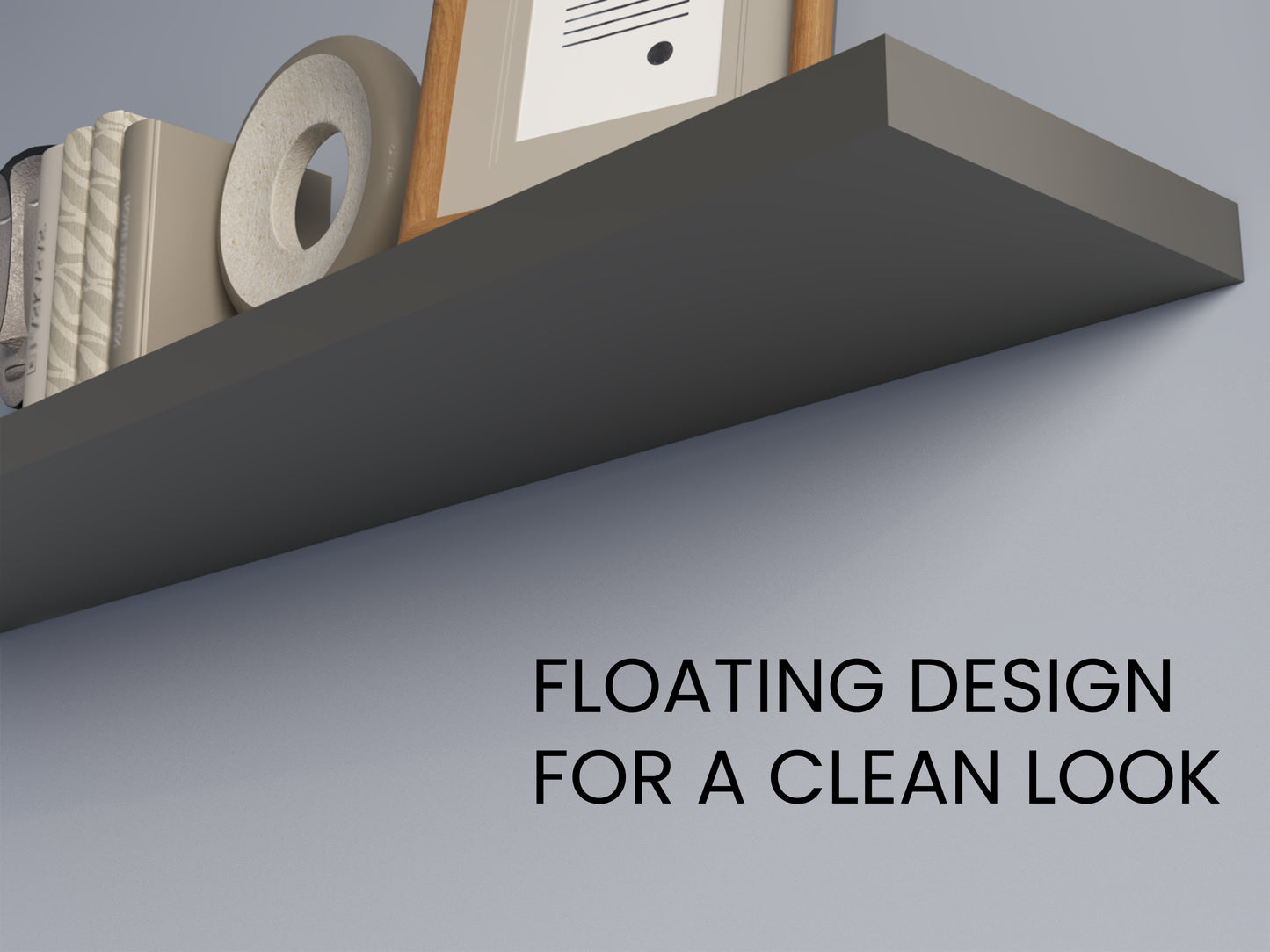 Greer Floating Shelf in Melamine x2, Grey