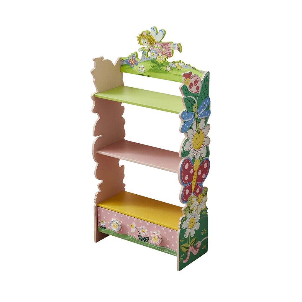 Kids Funnel Olivia the Fairy Girls Hand Painted 3 Tier Flower Bookcase with Drawers