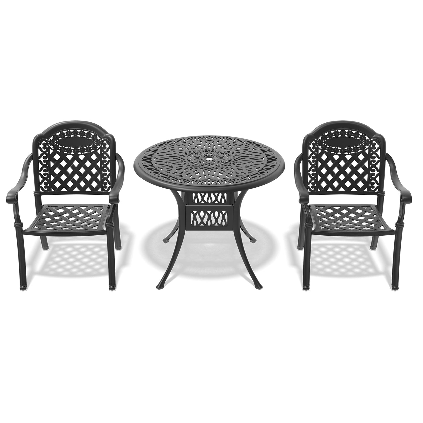 (Cushions In  Random Colors)3-Piece Set Of Cast Aluminum Patio Furniture With  Cushions