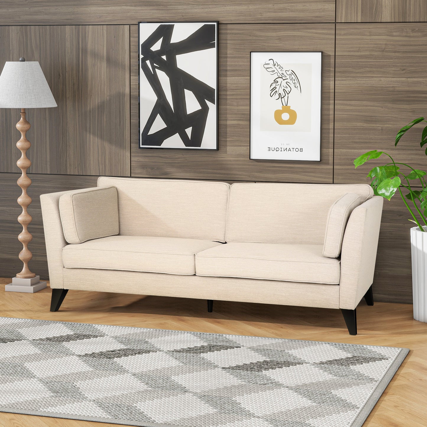 Mirod 3 Seater Fabric Sofa,with Birch Legs,Study and Living Room