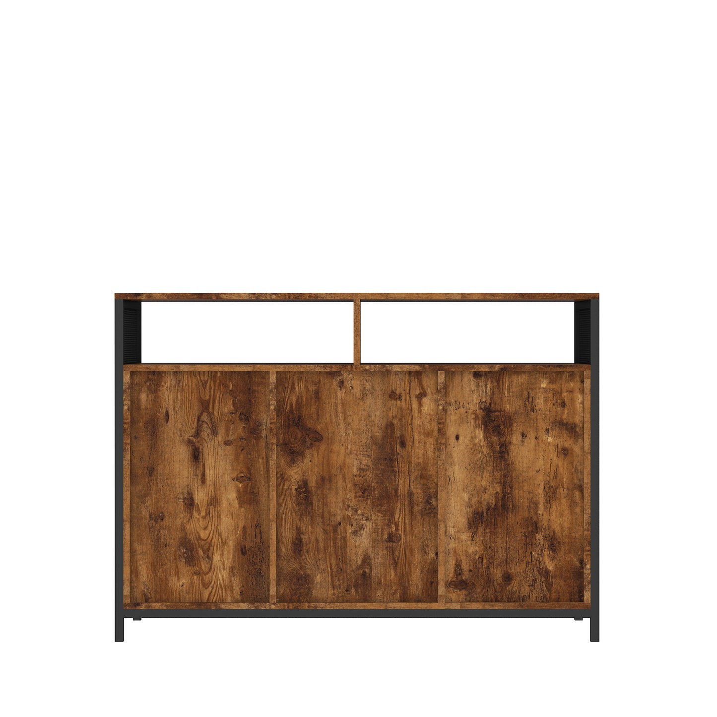 Sideboard, storage cabinet with open shelves for kitchen dining room living room, industrial style, Rustic Brown, 43.7x15.74x31.5Inches