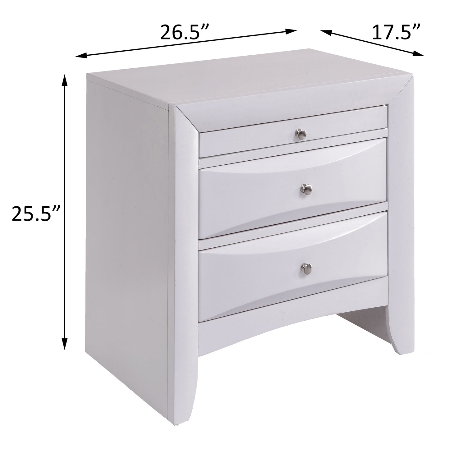 White Nightstand with 2 Drawers