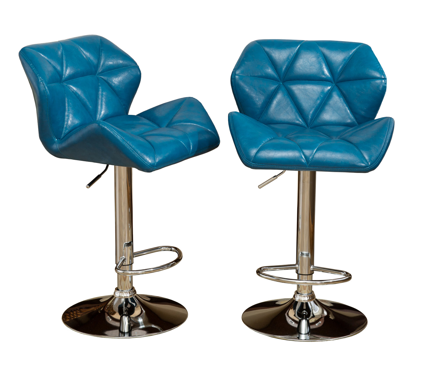 Glasgow Contemporary Tufted Adjustable Height Hidraulic Bar Stools, Set of 2, Blue