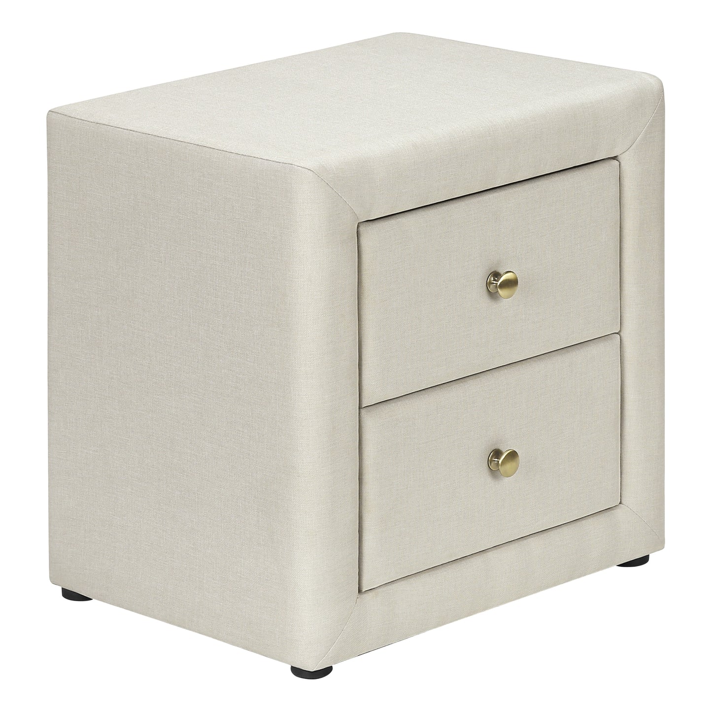 Nightstand, Nightstand, End, Side, Lamp, Storage Drawer, Bedroom, Upholstered, Beige Linen Look, Transitional
