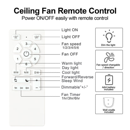 48 In Intergrated LED Ceiling Fan with White ABS Blade