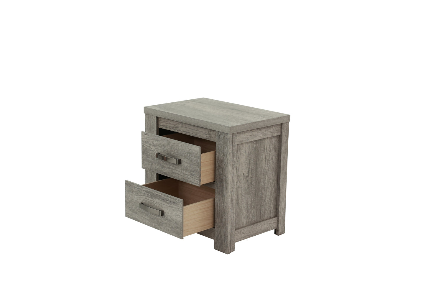 Bedroom Furniture Rustic Light Grey Simple 1pc Nightstand 2-Drawers Bed Side Table Solidwood