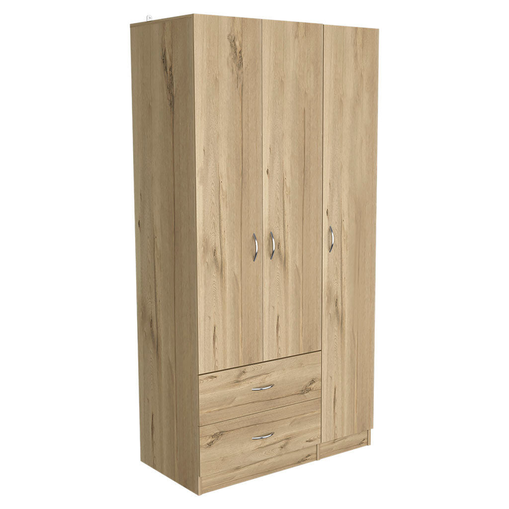 Three Door Armoire Clark, Bedroom, Light Oak / Black