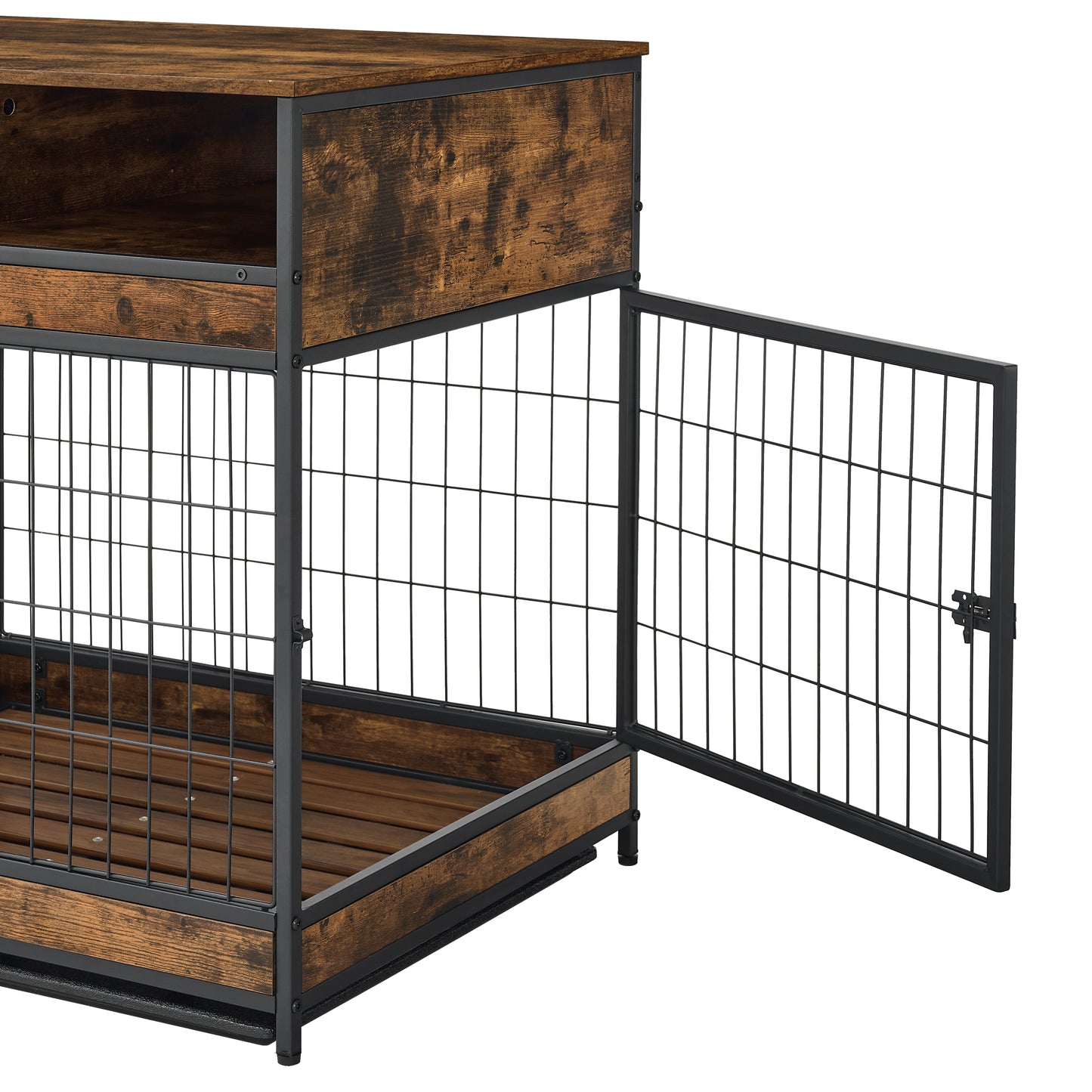 Furniture Dog Cage Crate with Double Doors ,Rustic Brown,31.5"WX22.64"DX30.59"H