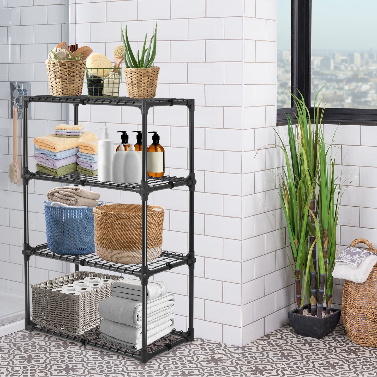 4-SHELF WIRE RACK(1PACK) WITH COVER