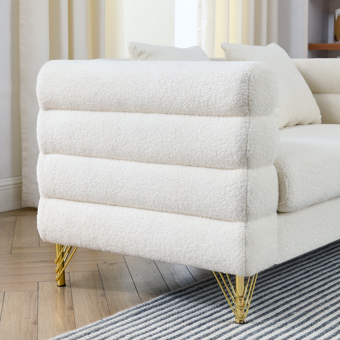 3-seater + 2-seater Combination sofa.White teddy(Ivory)