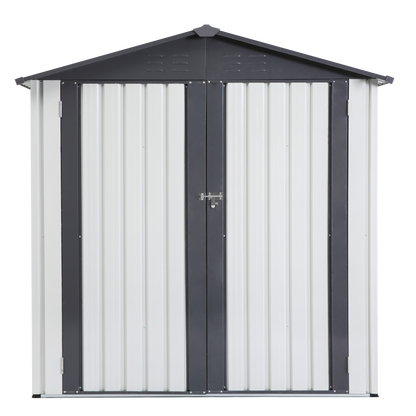 XWT014 Garden Metal Storage Shed Gray White 6x4x6ft outdoor storing tools Rainproof Hinge door version