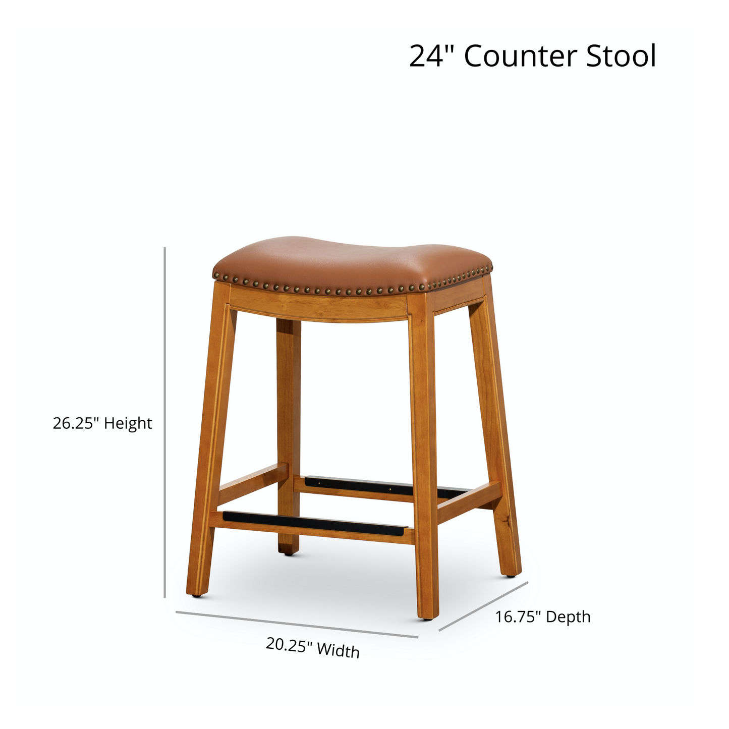 30" Bar Stool, White Finish, Black Leather Seat