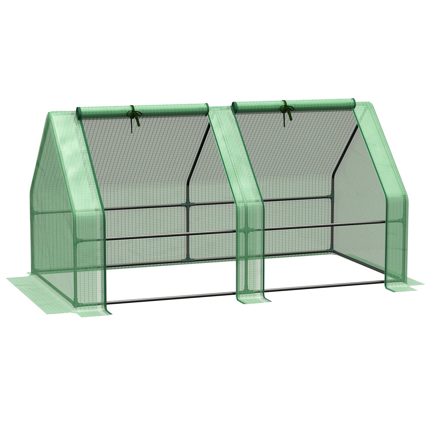 Outsunny 6' x 3' x 3' Portable Mini Greenhouse Outdoor Garden with Large Zipper Doors and Water/UV PE Cover, Green