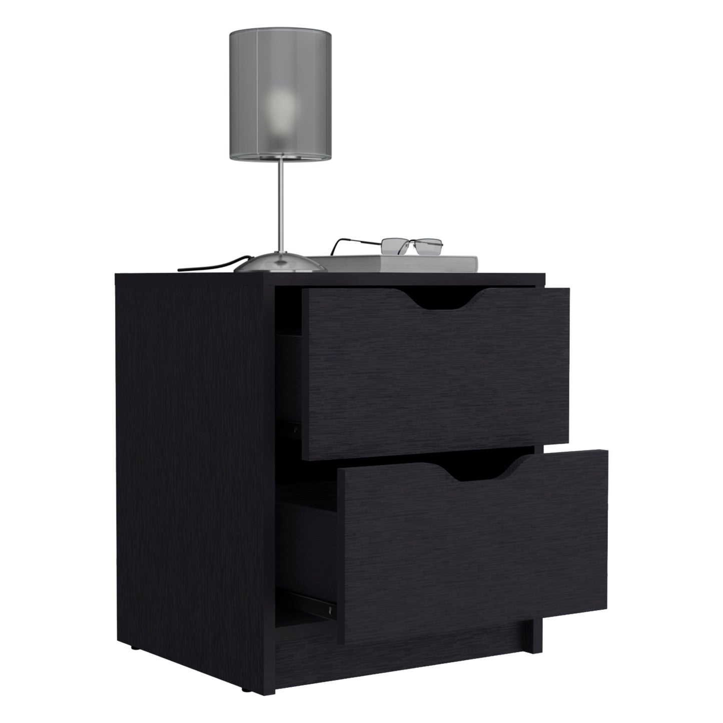 Basilea 2 Drawers Nightstand , End Table, Side Table Pull Out System -Black