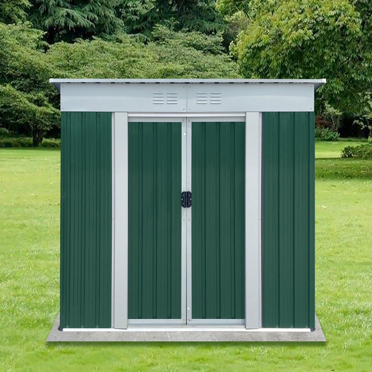 Outdoor Storage Sheds 6FTx4FT Pent Roof Green