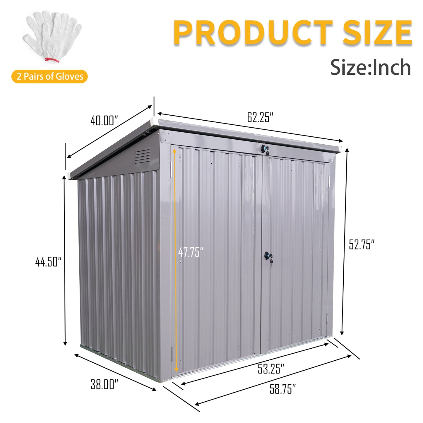 Garbage Bin Shed Stores 2 Trash Cans Metal Outdoor Bin Shed for Garbage Storage,Stainless Galvanized Steel, Bin Shed for Garden Yard Lawn Gray