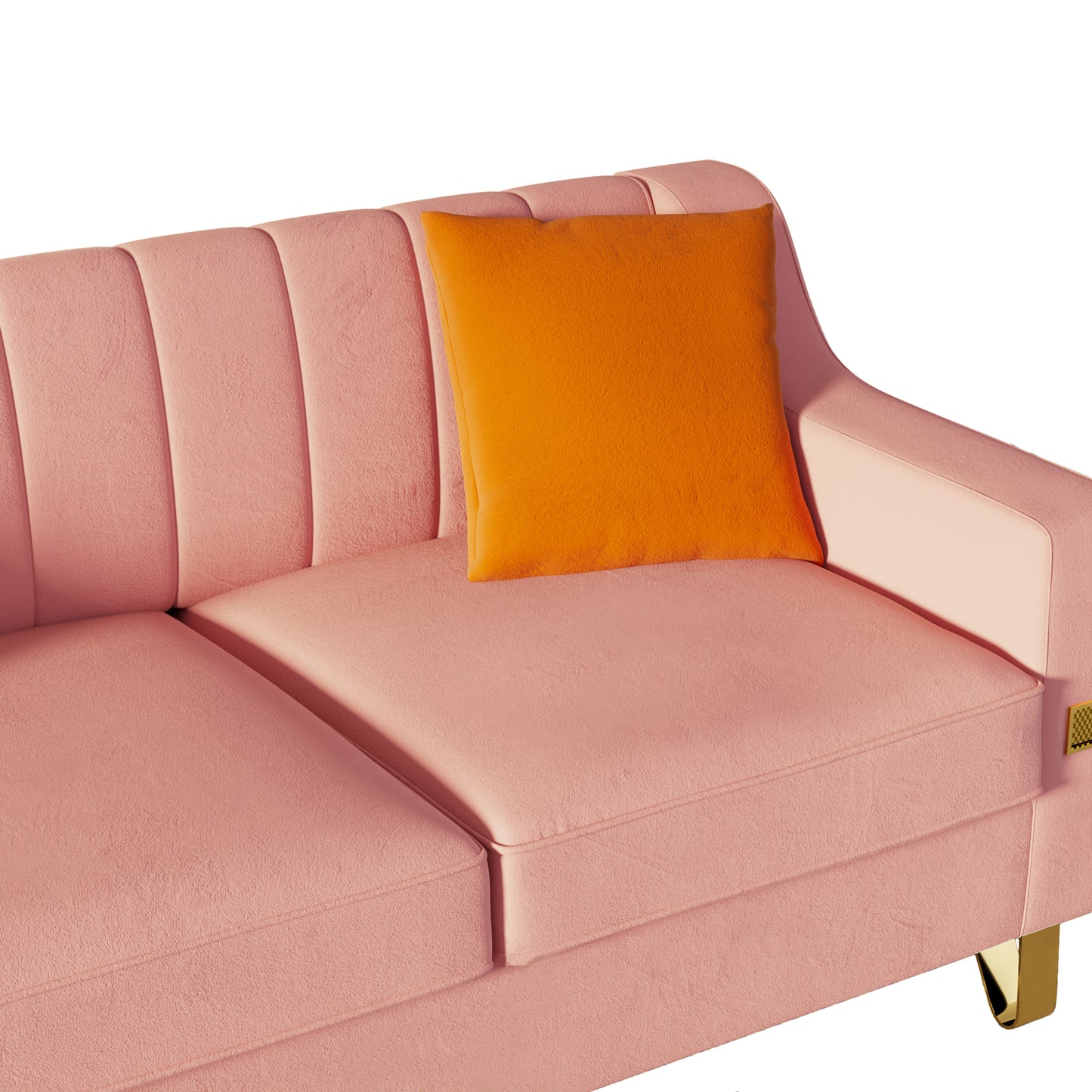 FX-P85-3S-PK (3 SEATS SOFA) Luxury pink Velvet Sofa with Gold Accents - Modern 3-Seat Couch with Plush Cushions, Perfect for Living Room and Office Decor(TEMU Suitable)