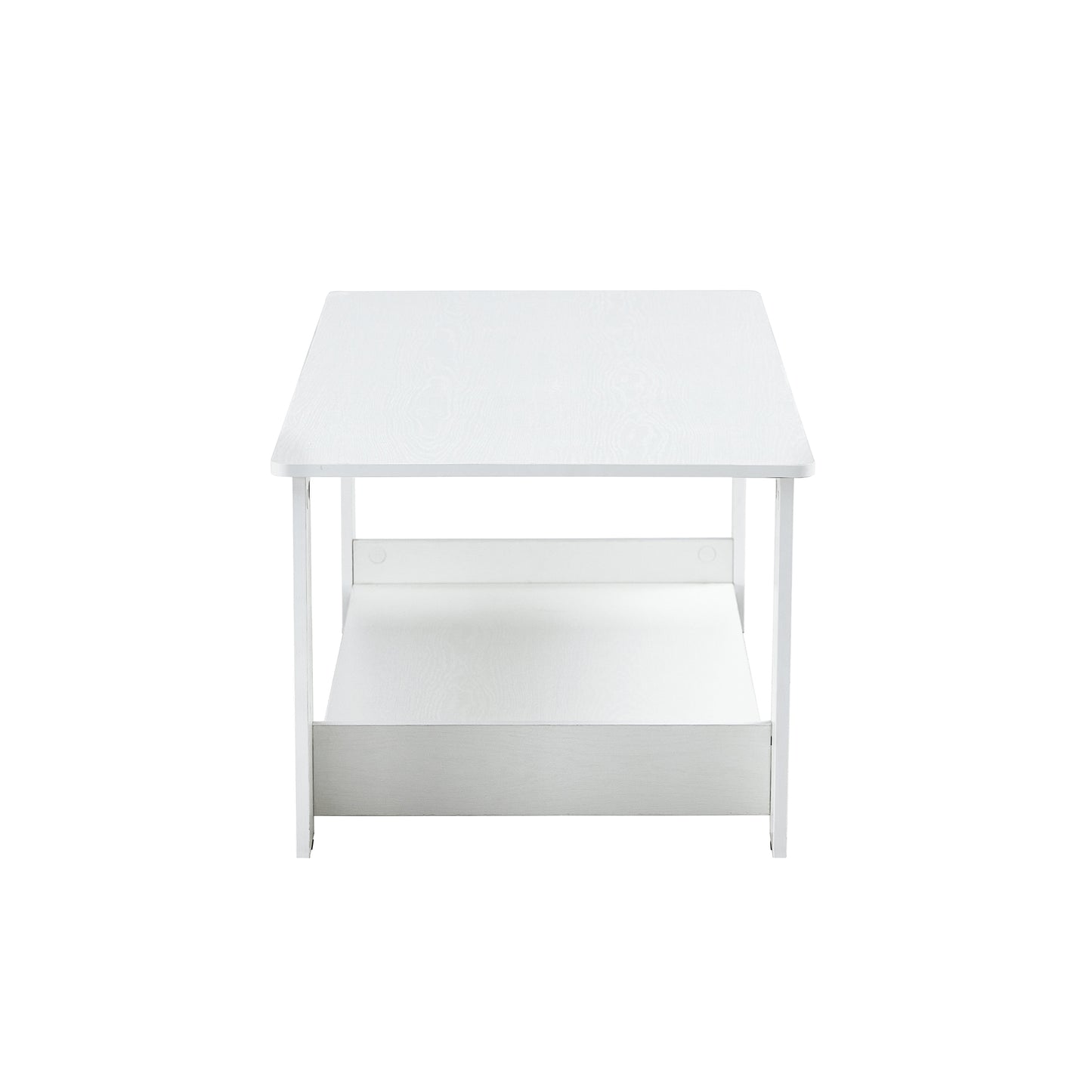 A modern and practical white coffee table. The double layered coffee table is made of MDF material,. Suitable for living room, bedroom, and study.CT-16