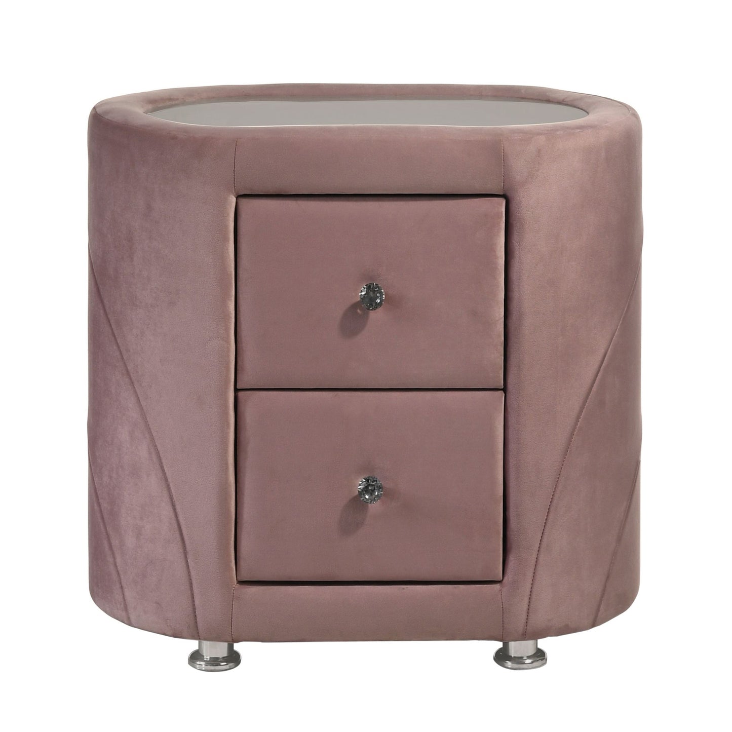 Pink Upholstered 2-drawer Nightstand