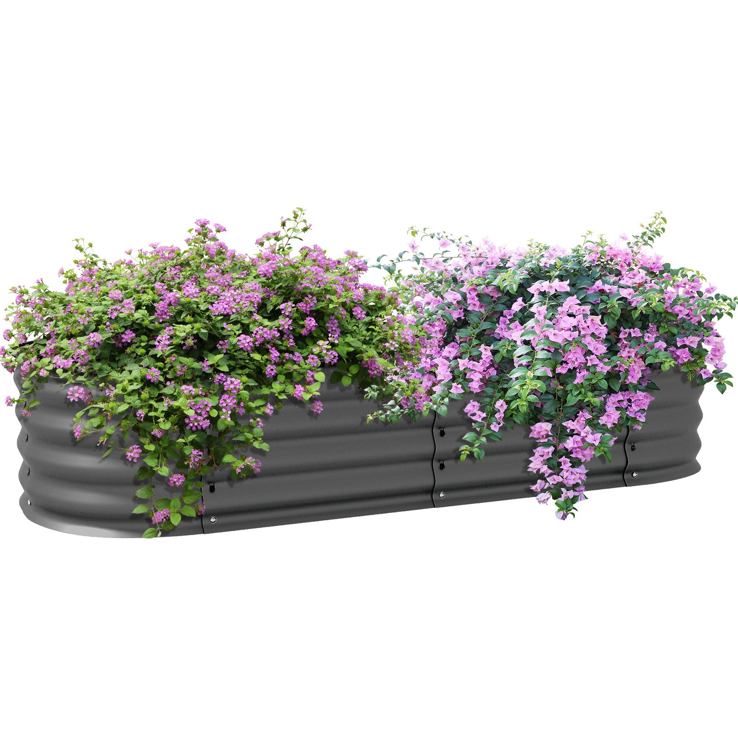 Outsunny 4.9' x 2' x 1' Galvanized Raised Garden Bed Kit, Outdoor Metal Elevated Planter Box with Safety Edging, Easy DIY Stock Tank for Growing Flowers, Herbs & Vegetables, Dark Gray