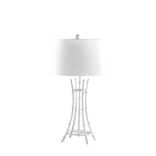 29.25" In Kiara Modern Satin Silver Bamboo Metal Table Lamp