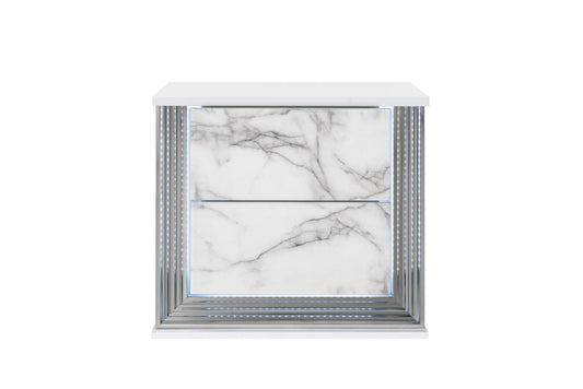 MOON WHITE MARBLE NIGHTSTAND WITH LED